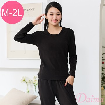 女生 (M-XXL) 陽離子厚暖絨女圓領保暖衣_黑色#2662