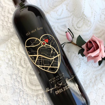 【客製】情侶 情人節 紀念日 禮物|邂逅地點定制紅酒