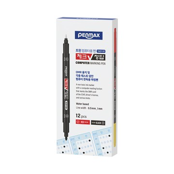 Penmax 雙頭電腦標記筆 紅色 + 黑色  12支