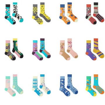 SSWEATSHOP AB熊貓不對稱卡通圖案鴛鴦日系創意辣妹網紅中筒襪女