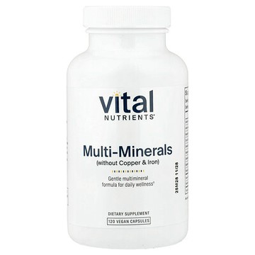 Vital Nutrients, 多礦物質（無銅和鐵），120 粒全素膠囊