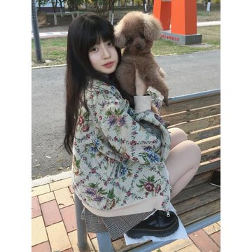 設計感時尚復古油畫提花外套女秋冬新款寬松獨特別致棒球服上衣潮