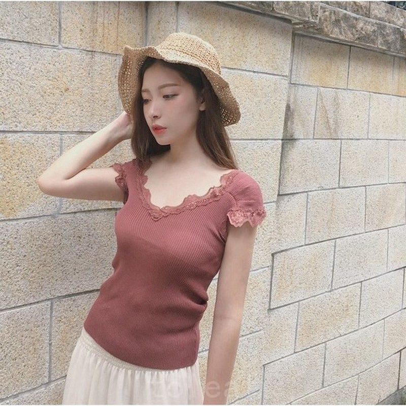 ニットベストサマーニットレディースレースノースリーブ細リブ編みトップスおしゃれ 通販 Lineポイント最大0 5 Get Lineショッピング