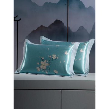 漢方/鄉村風夏季涼席冰絲枕頭套一對 可機洗水高檔冰絲枕套藤枕套