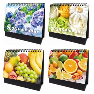 Sonnig晴天 2026年 花與水果三角桌曆-繡球花/綠黃玫瑰/綜合水果/柑橘水果