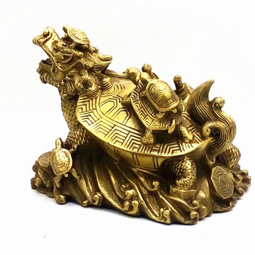 紫石九龜鎮 純銅龍龜擺件 銅九子龍龜家居鎮宅化煞用品風水吉祥物