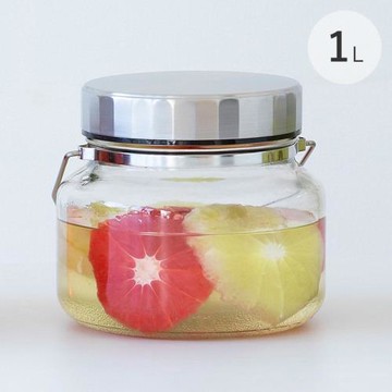 日本 石塚硝子 金屬蓋玻璃保存瓶 1L
