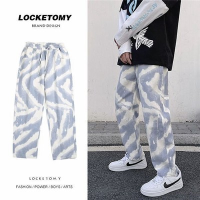 デニムパンツ メンズ ワイドパンツ バギーパンツ ズボン ゼブラパターン ストリート ファッション デニムジーンズ 春夏秋 太め ゆったり 通販 Lineポイント最大get Lineショッピング