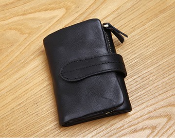 真皮折疊錢包 短款小錢夾