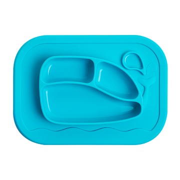 Firgi 鯨魚造型矽膠吸盤餐盤 藍色 1個 韓國產  單件