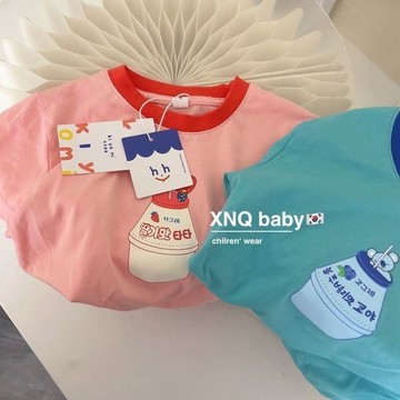mori🎀mori100%純棉男女童夏季新款短袖T恤兒童韓版中小童小清新百搭上衣潮