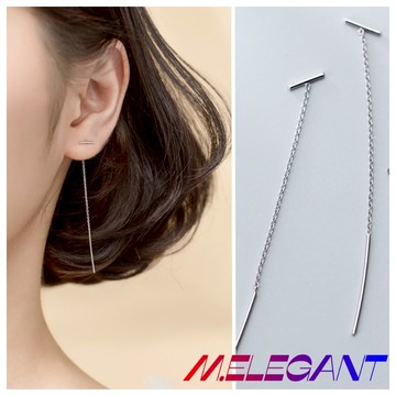 M.e.【24H出貨】韓版S925銀耳線簡約T形耳線時尚優雅一字長款耳飾/純銀飾品/純銀耳環/純銀S925/養耳針