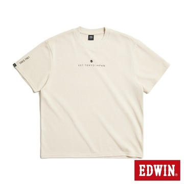 EDWIN 男裝 吸濕排汗小字印花涼感短袖T恤-灰卡其