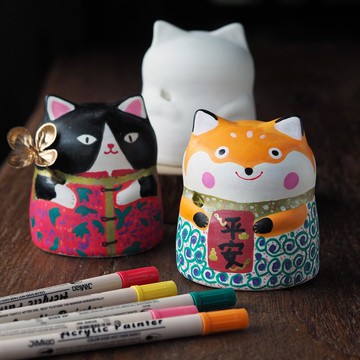 創意招財陶瓷花器【金來貓】手作材料包