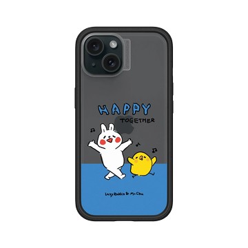 iPhone 15 Mod NX 黑 - 懶散兔與啾先生 Lazy Rabbit and Mr.Chu - 左手的快樂