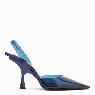 Electric blue PVC slingback