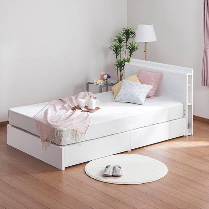 ニトリ　コンセント付きシングルベッドフレーム(ホワイト) ニトリ シングルベッドフレーム 収納・コンセント付き 棚