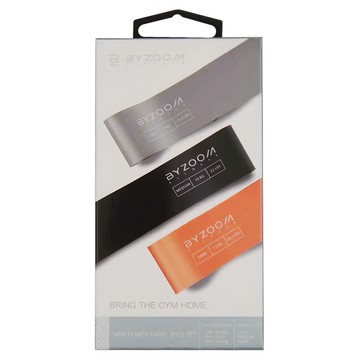 BYZOOM FITNESS 翹臀迷你彈力帶 3件組 天然橡膠 輕-15.4LB/7KG 中-22LB/10KG 重-28.6LB/13KG  610 x 50mm  1組  黑色 灰色 橘色