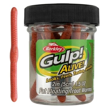 Berkley 貝克力 Gulp! Fat Floating Trout Worm 棒棒蟲 路亞 棒蟲 2吋 1.6OZ 20隻  自然色  1罐