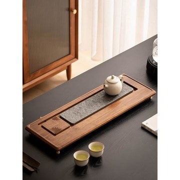 茶盤家用干泡盤客廳小型泡茶器干泡臺重竹整塊長方形簡約瀝水托盤