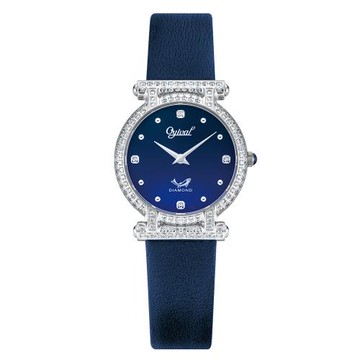 【Ogival 愛其華】星空禮讚 氣質精鑽淑女腕錶 (380-52DLW) 漸層藍真皮錶帶