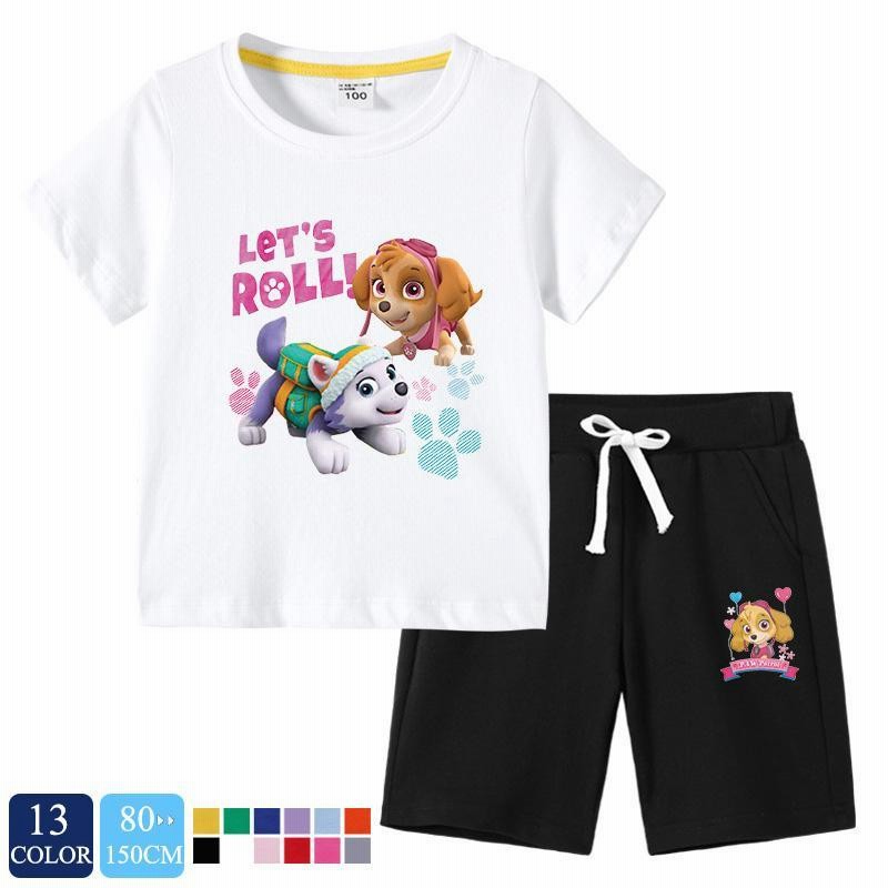 セットアップ パウパトロール キッズ ベビー Tシャツ 半袖 半ズボン 上下セット 子供服 子ども ジュニア 女の子 夏 コットン 綿 80 90  100 110 120 130 140 150 通販 LINEポイント最大0.5%GET | LINEショッピング