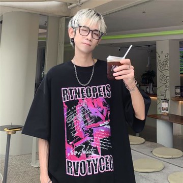 短袖男款夏季潮牌寬松純棉t恤美式高街hiphop半袖上衣男生體恤薄