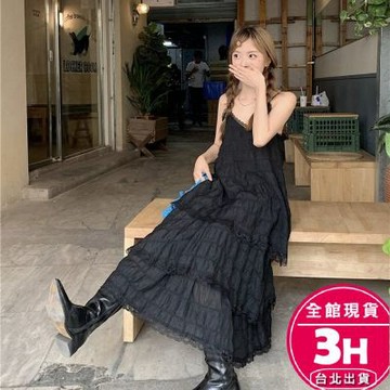 【梨卡】隔日到貨 女裝 洋裝 長裙 白色吊帶 法式洋裝 百搭長裙 海邊洋裝 度假長裙 顯瘦長裙 GA605【現貨24H】