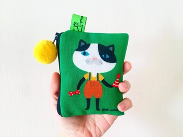 E*group 小方塊包 雙面設計  teddy大地  零錢包 卡片包 貓