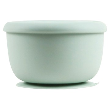 SiliPot 鉑金矽膠吸盤碗 底部吸盤設計 附有上蓋 可微波加熱  薄荷綠  1個