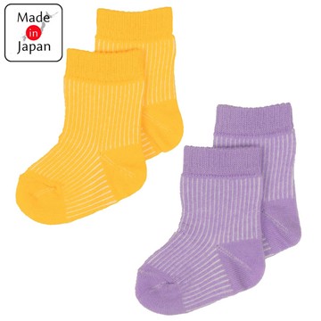 akachan honpo - 新生兒襪2雙組-彩色羅紋 (7~9cm)-日本製
