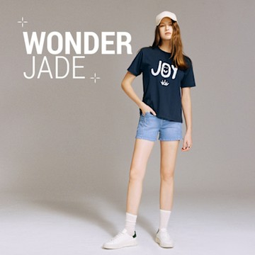 BRAPPERS 女款 玉石丹寧系列-wonder jade高腰彈性短褲-淺藍