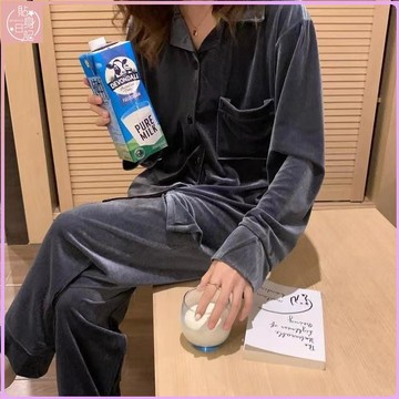 💕貼身日記💕韓國金絲絨睡衣女秋冬季保暖寬鬆胖MM甜美少女家居服