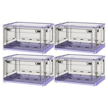 ONE HOUSE 五開門特大折疊收納箱 OH-Q250-A4 72L  58 x 42.3 x 33.2cm±5%  透明箱體 + 淺紫色  4個