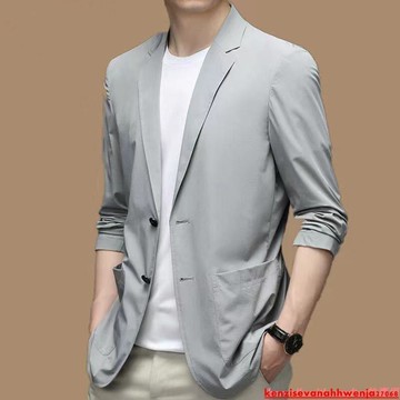 【店長推薦】夏季外套　高檔新款超薄防晒衣　商務休閒男士西裝薄外套男士外套