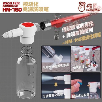 店長推薦喵匠免洗噴筆 模型上色彩繪紋身噴涂工具模塊化免清洗噴筆 HM160