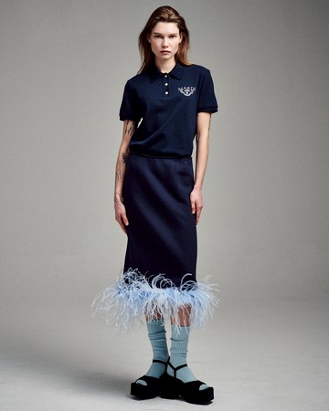 MARDI MERCREDI 毛毛半身裙 海軍藍色 MAXI SKIRT