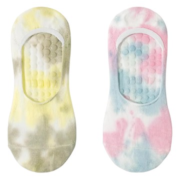 NICOFUN 愛定做 紮染淺口止滑瑜伽襪 女襪 FYK24YOGA01 46g  23~25.5cm  黃+粉