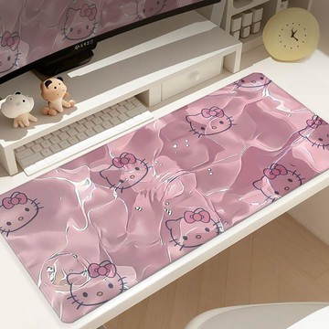HelloKitty鼠標墊超大粉色水波紋高級感辦公桌護腕鍵盤家用滑鼠墊