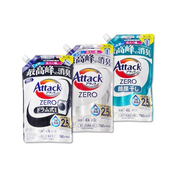 KAO (2袋超值組)日本Attack ZERO強洗淨高消臭力Bio IOS洗衣精補充包760g/袋(去污消臭濃縮衣物清潔劑)