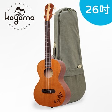 【有琴門樂器】Koyama KF13T-CDR 扶桑花雕刻系列 26吋 烏克麗麗 紅杉單板