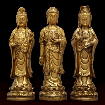 西方三圣擺件阿彌陀佛觀音菩薩大勢至菩薩佛像家居玄關供奉工藝品