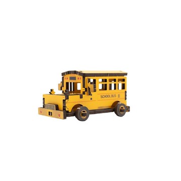 【DIY 手作】迷你拼拼車-美式校車  親子 教具 木質車 校車 巴士