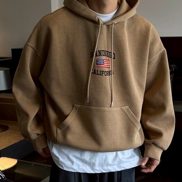 正韓High-Q 水洗棉美式圖騰字母刺繡連帽T恤 4色 YUPPIE 預購商品 1007