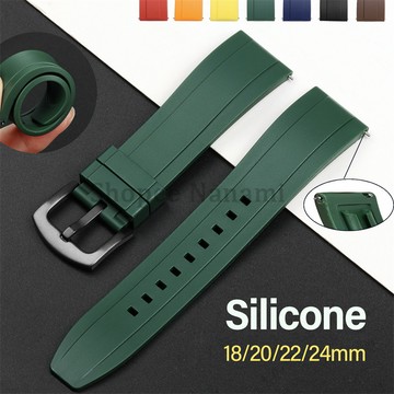 軟矽膠錶帶 18 毫米 20 毫米 22 毫米 24 毫米通用快速釋放橡膠錶帶防水運動男士女士腕帶適用於勞力士