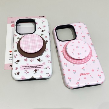 蘋果16Pro手機殼磁吸二合一支架iPhone17碎花小清新15保護殼