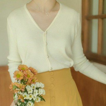 【巴黎精品】現貨+預購 針織外套長袖毛衣-法式復古V領經典女裝4色a1ao6