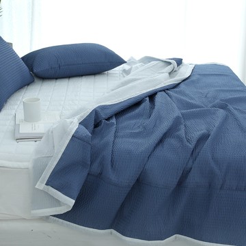 SCOHOme 心動系列 夏季泡泡紗雙層涼被  海軍藍  S(150 x 200cm)