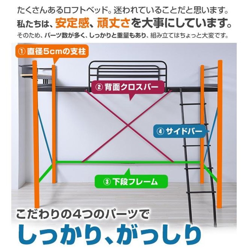 YAMAZEN 宮付ロフトベッド (ベッド下内寸高140) コンセント付き HML2 ...