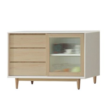 文創集 愛楓木4尺推門三抽低餐櫃-121x45x82cm免組